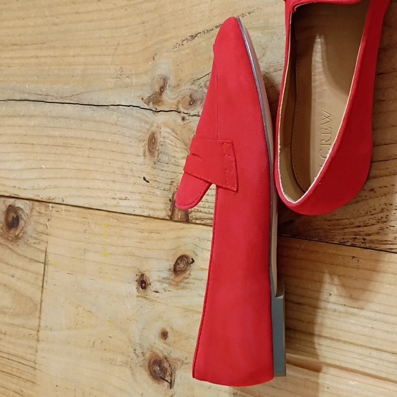 J Crew Red Leather/Suede Slip On Penny Loafers Size 8 NEW - Picture 10 of 11